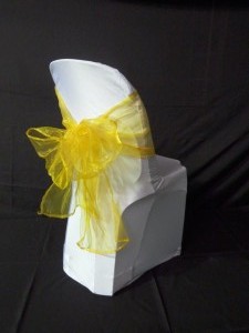 chair with yellow draping